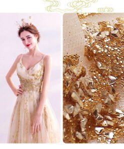 gold formal dress 1019-002
