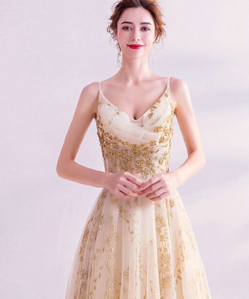 gold formal dress 1019-004