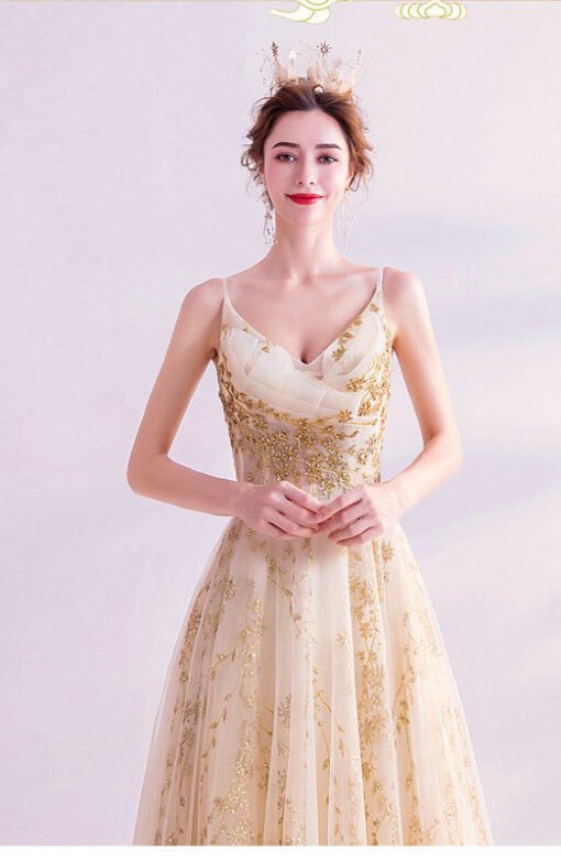 gold formal dress 1019-004