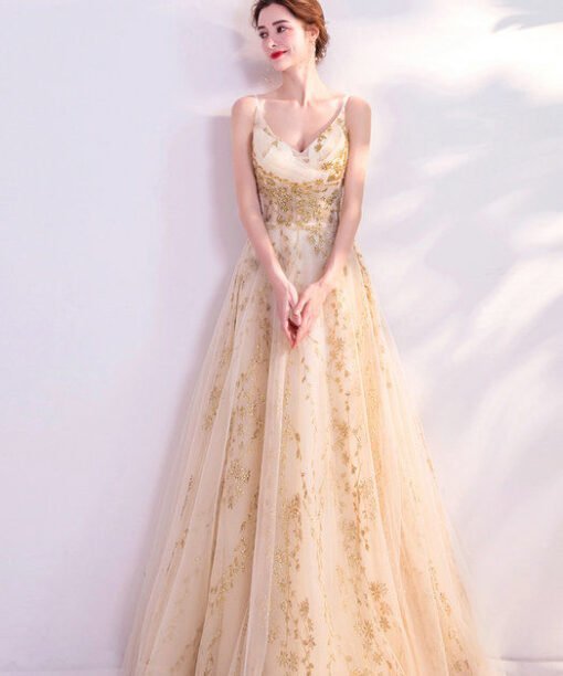 gold formal dress 1019-008