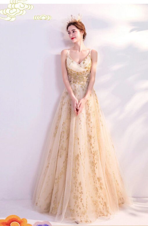 gold formal dress 1019-008