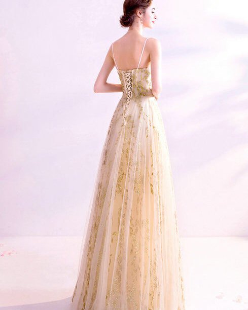 gold formal dress 1019-009