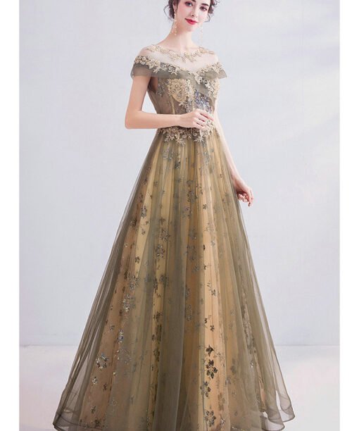gold lace prom dress 1008-04