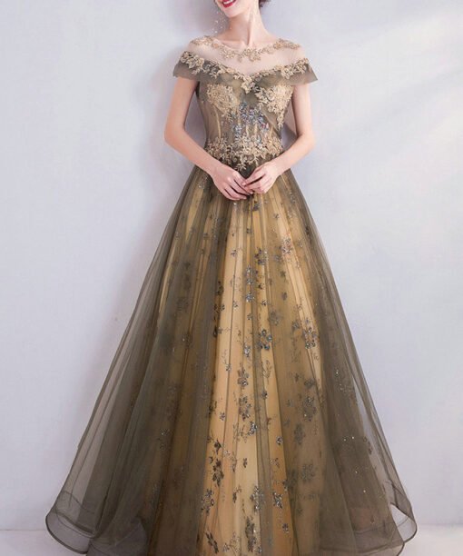 gold lace prom dress 1008-05