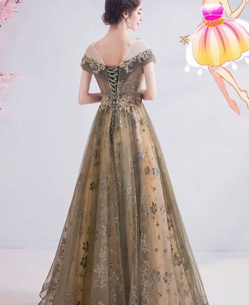 Gold Lace Prom Dress Graduation Dress Birthday Dress