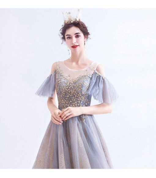 grey blue prom dress 1004-06