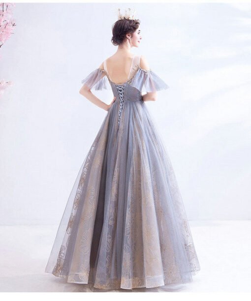 grey blue prom dress 1004-07
