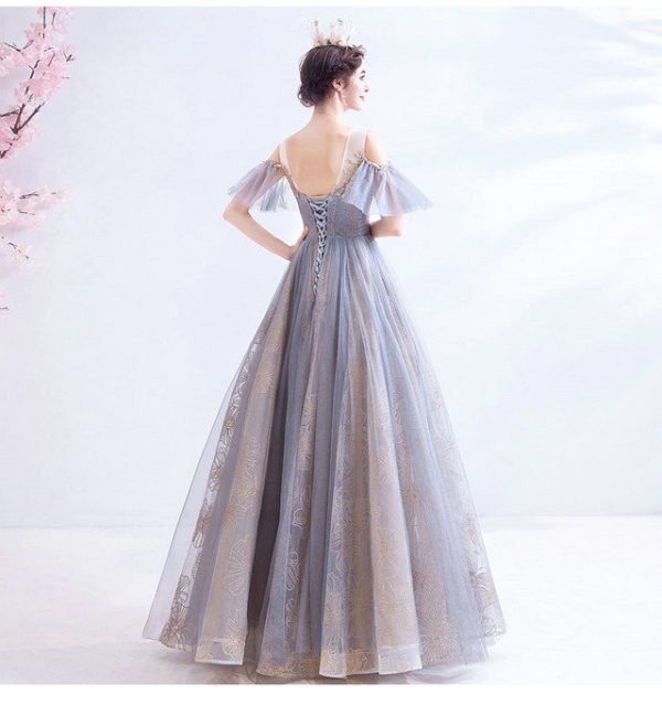 grey blue prom dress 1004-07