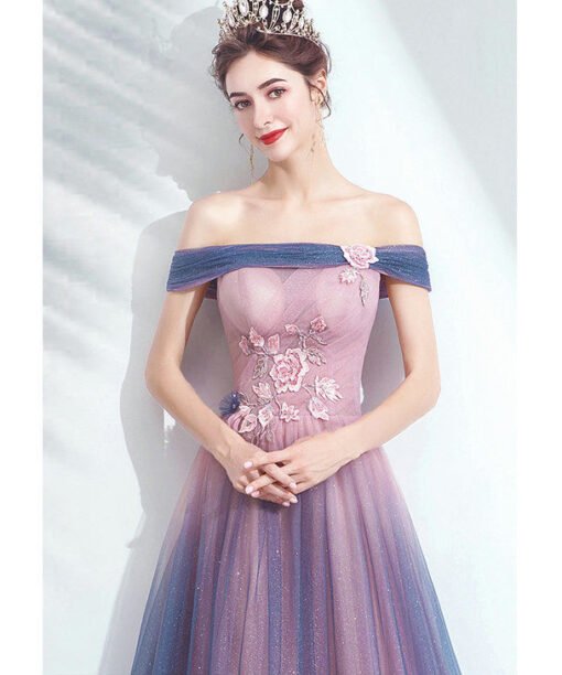 pink and blue prom dress 1018-003