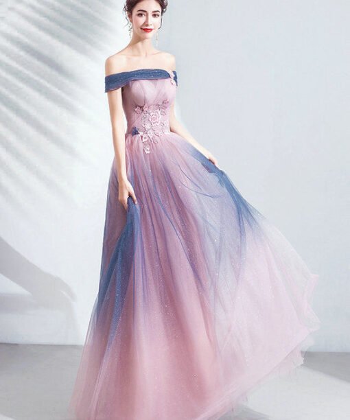 pink and blue prom dress 1018-005