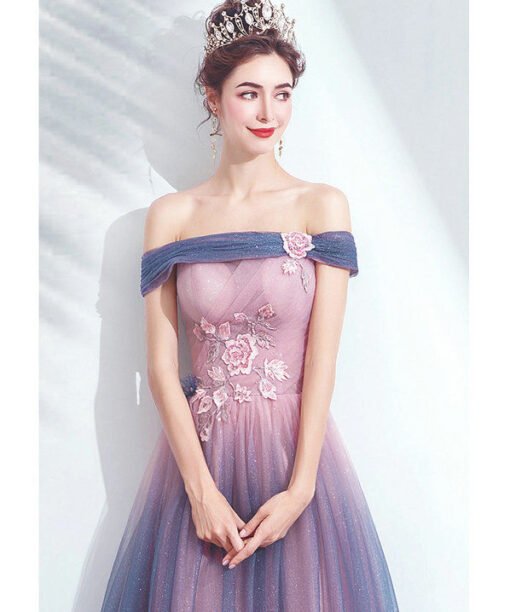 pink and blue prom dress 1018-009