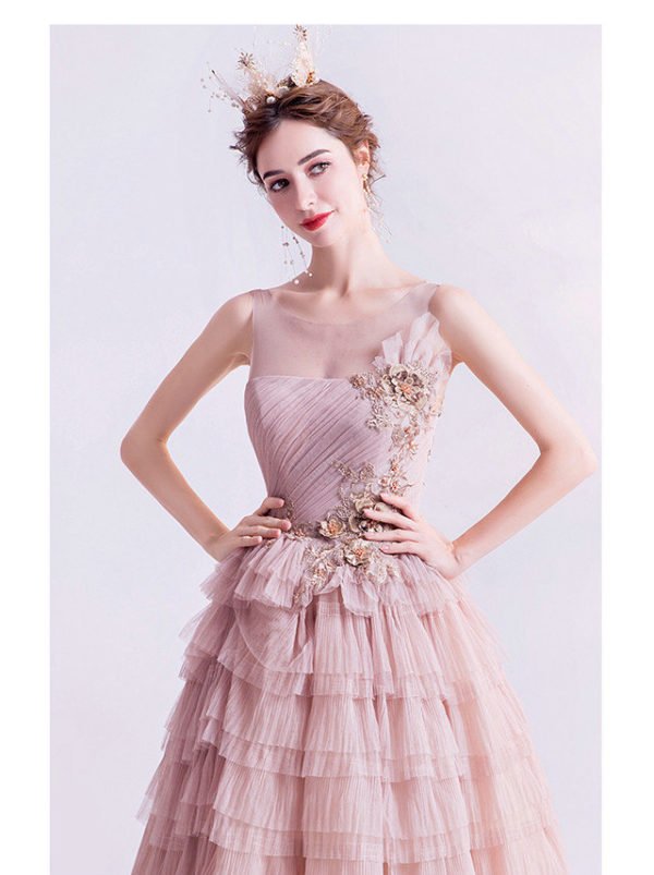 Pink Formal Dress Sleeveless Ball Gown Prom Dress For Sale - Image 6