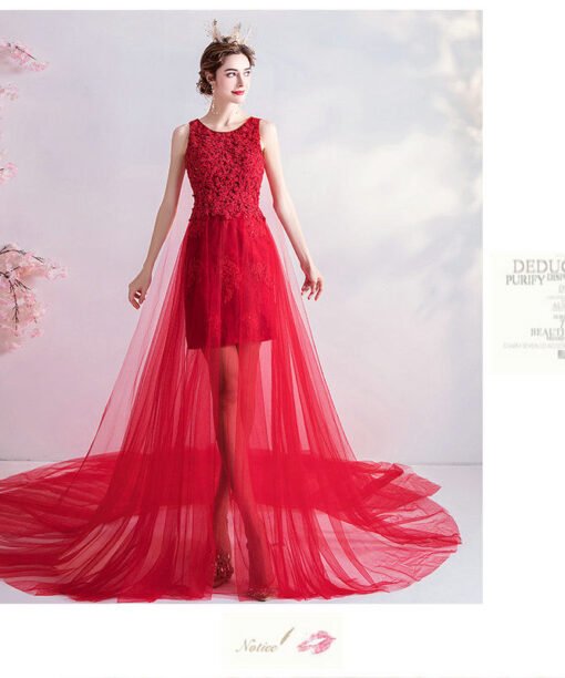 simple red wedding dress 1015-001