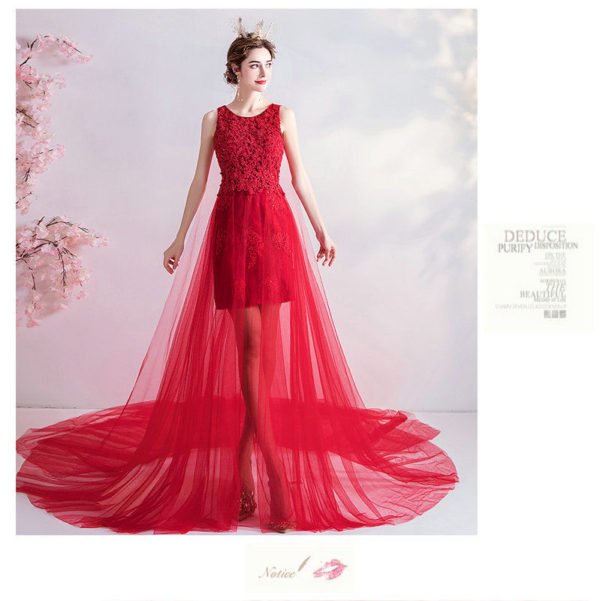 simple red wedding dress 1015-001