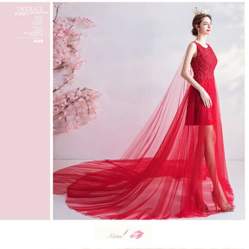 simple red wedding dress 1015-003