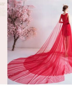 simple red wedding dress 1015-005