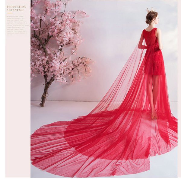 simple red wedding dress 1015-005