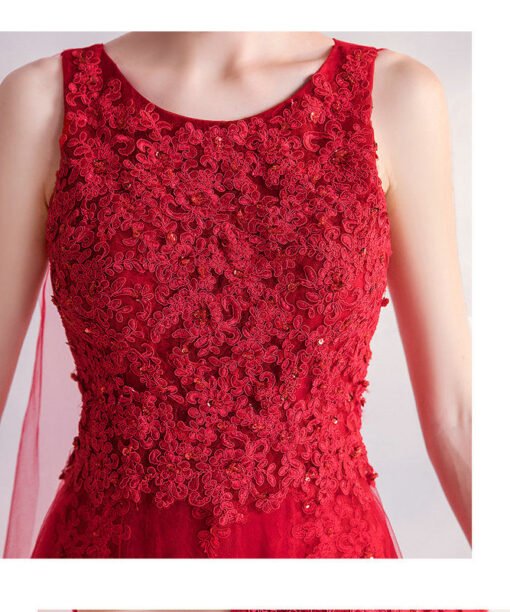 simple red wedding dress 1015-006