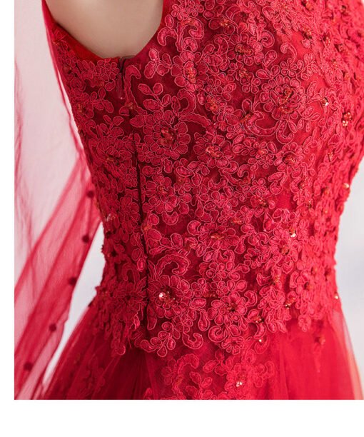 simple red wedding dress 1015-007