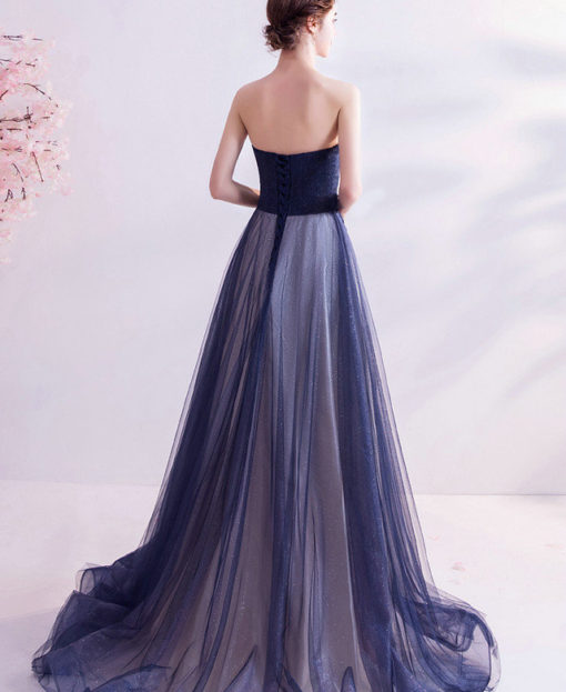 Strapless Blue A-line Prom Dress ,Elegant Evening Gown Y839 main image 1