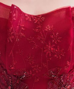 strapless red prom dress 1007-03