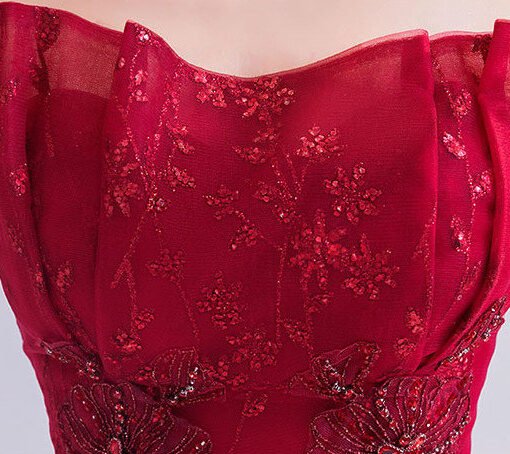 strapless red prom dress 1007-03