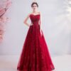 strapless red prom dress 1007-04