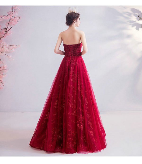 strapless red prom dress 1007-05