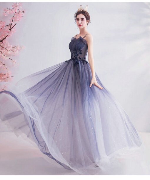 a line blue prom dress 1034-002