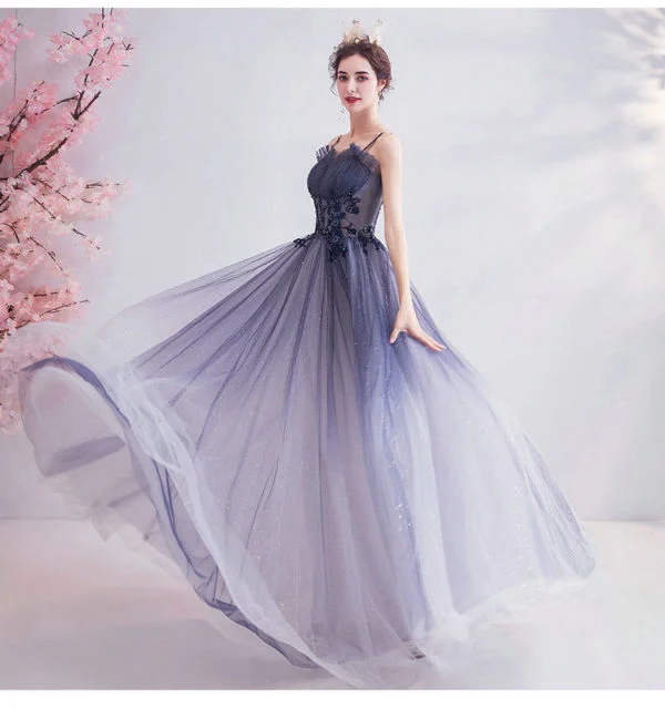 a line blue prom dress 1034-002