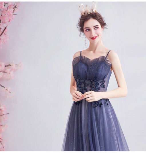 a line blue prom dress 1034-003