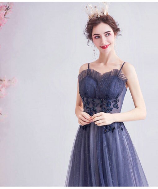 a line blue prom dress 1034-003