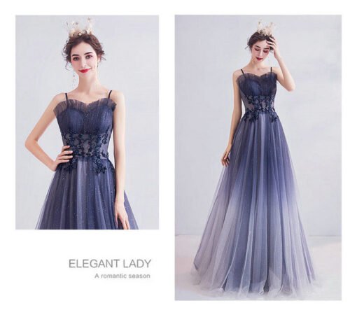 a line blue prom dress 1034-004