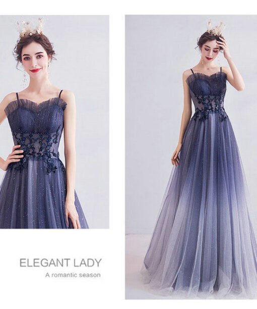 a line blue prom dress 1034-004