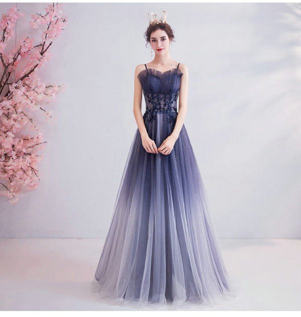 a line blue prom dress 1034-005