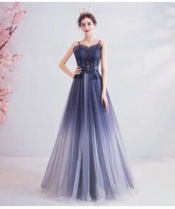 a line blue prom dress 1034-006