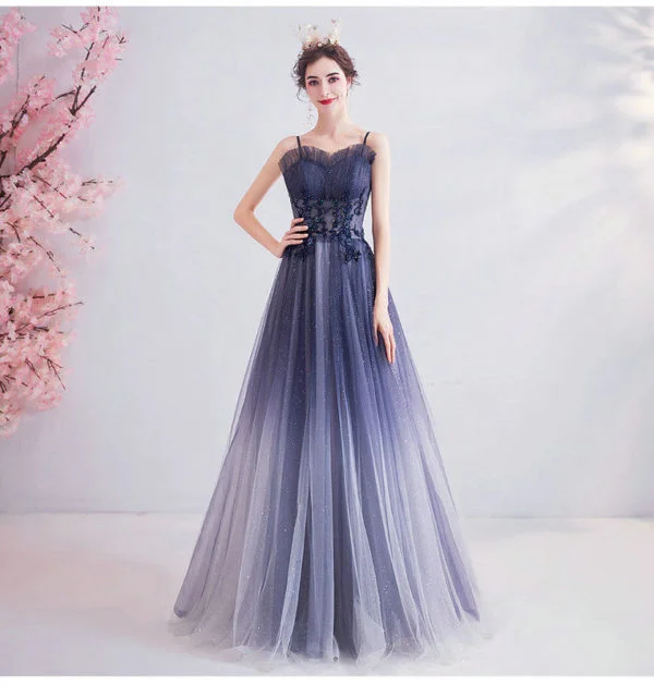 a line blue prom dress 1034-006