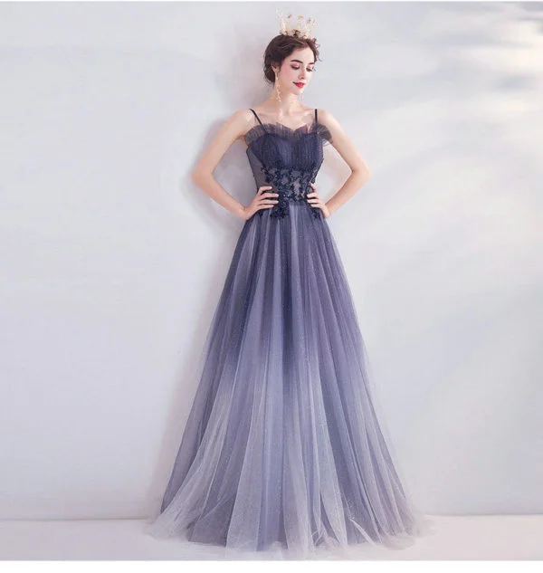 a line blue prom dress 1034-007