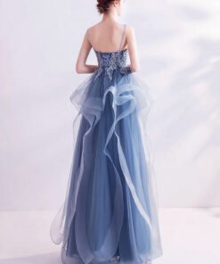 blue formal dress long 1021-007