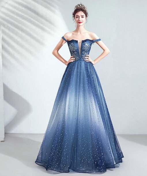 blue sparkly prom dress 1038-003