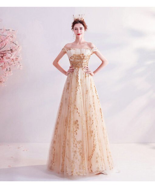 champagne gold prom dress 1032-002