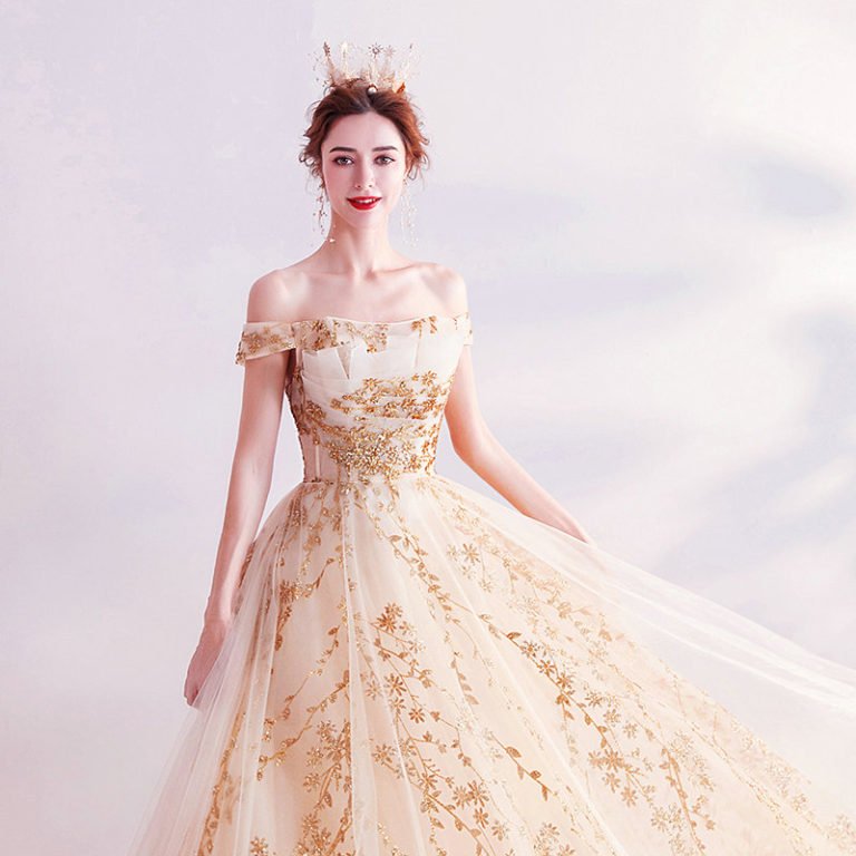 champagne gold color gown