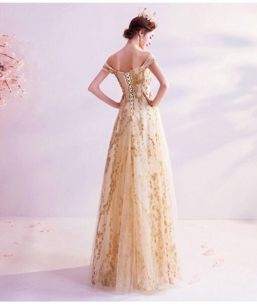 champagne gold prom dress 1032-006