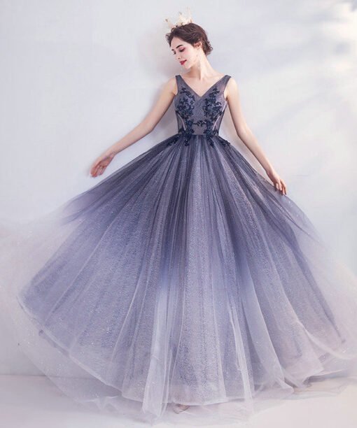 dark grey prom dress 1048-004