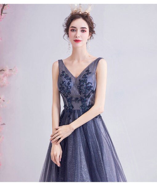 dark grey prom dress 1048-007