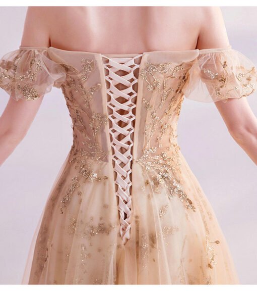 gold sparkle prom dress 1051-002