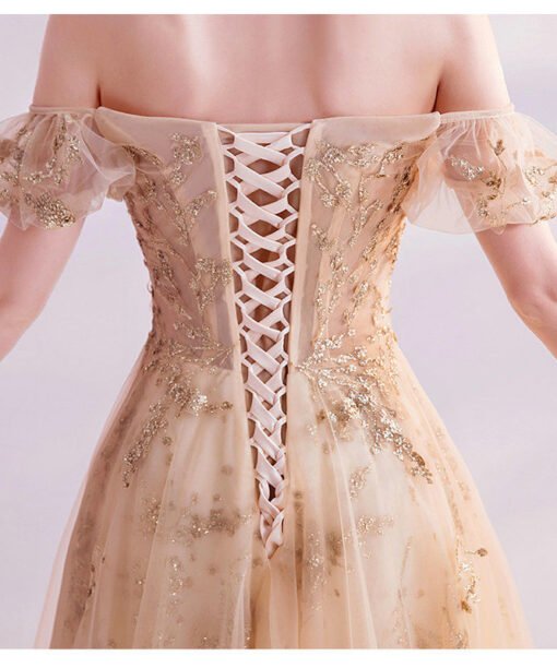 gold sparkle prom dress 1051-002