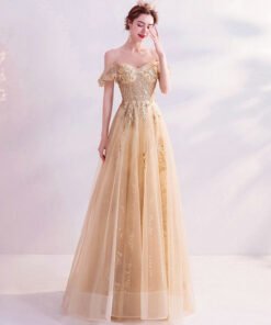 gold sparkle prom dress 1051-003