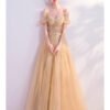 gold sparkle prom dress 1051-007