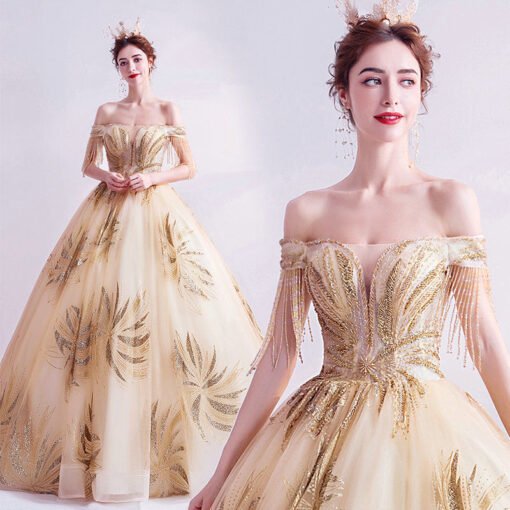 gold wedding dress 1022-003